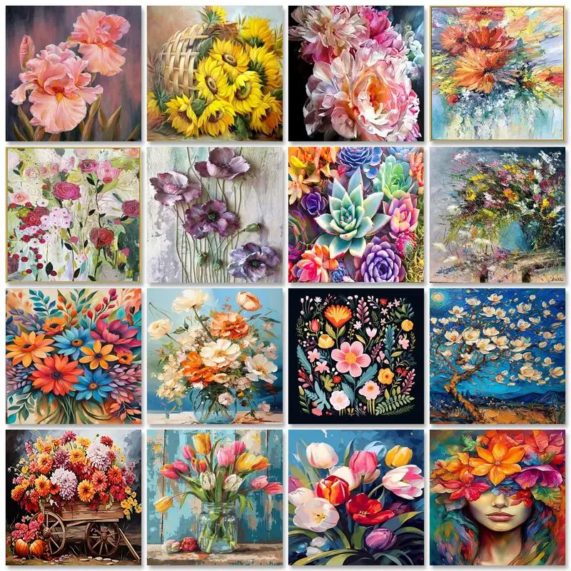 Pivoines roses — kit peinture floral 40x50