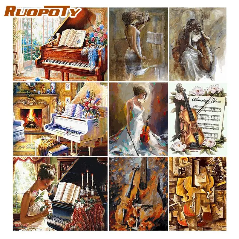 Piano à queue noir — kit peinture sujet musical
