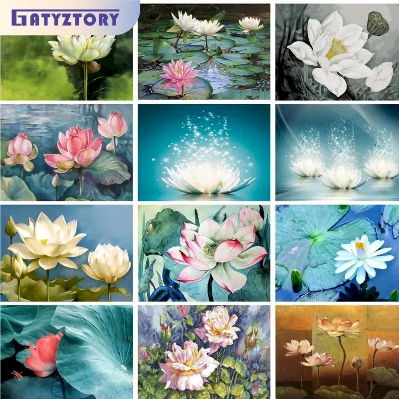 Lotus rose — kit peinture sujet zen 40x50